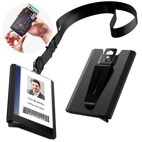 id rfid card holder quick slide safety release lanyard|rfid blocking badge holder.